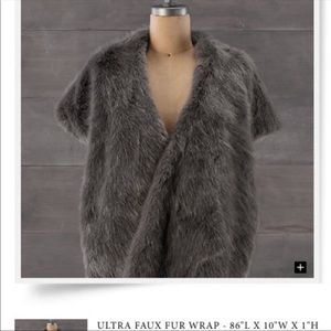 RH Light Grey Faux Fur Stole